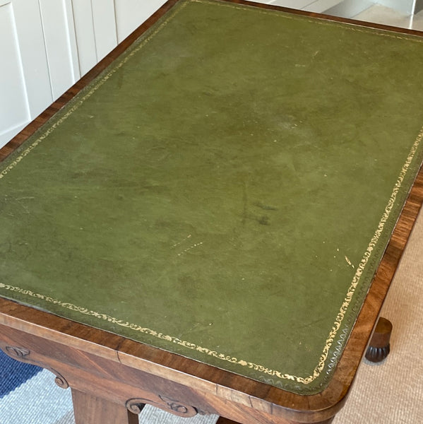 Attractive Small Table with Green Leather Top