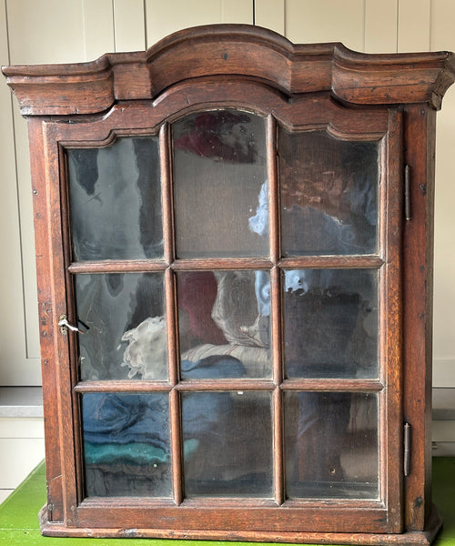 Antique Dark Oak Glazed Cabinet