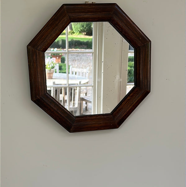 Small Vintage Oak Octagonal Mirror