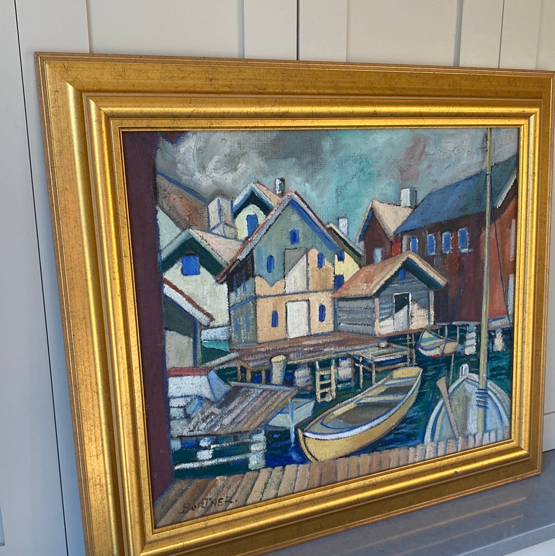 Large Swedish Oil on Canvas signed Bortner