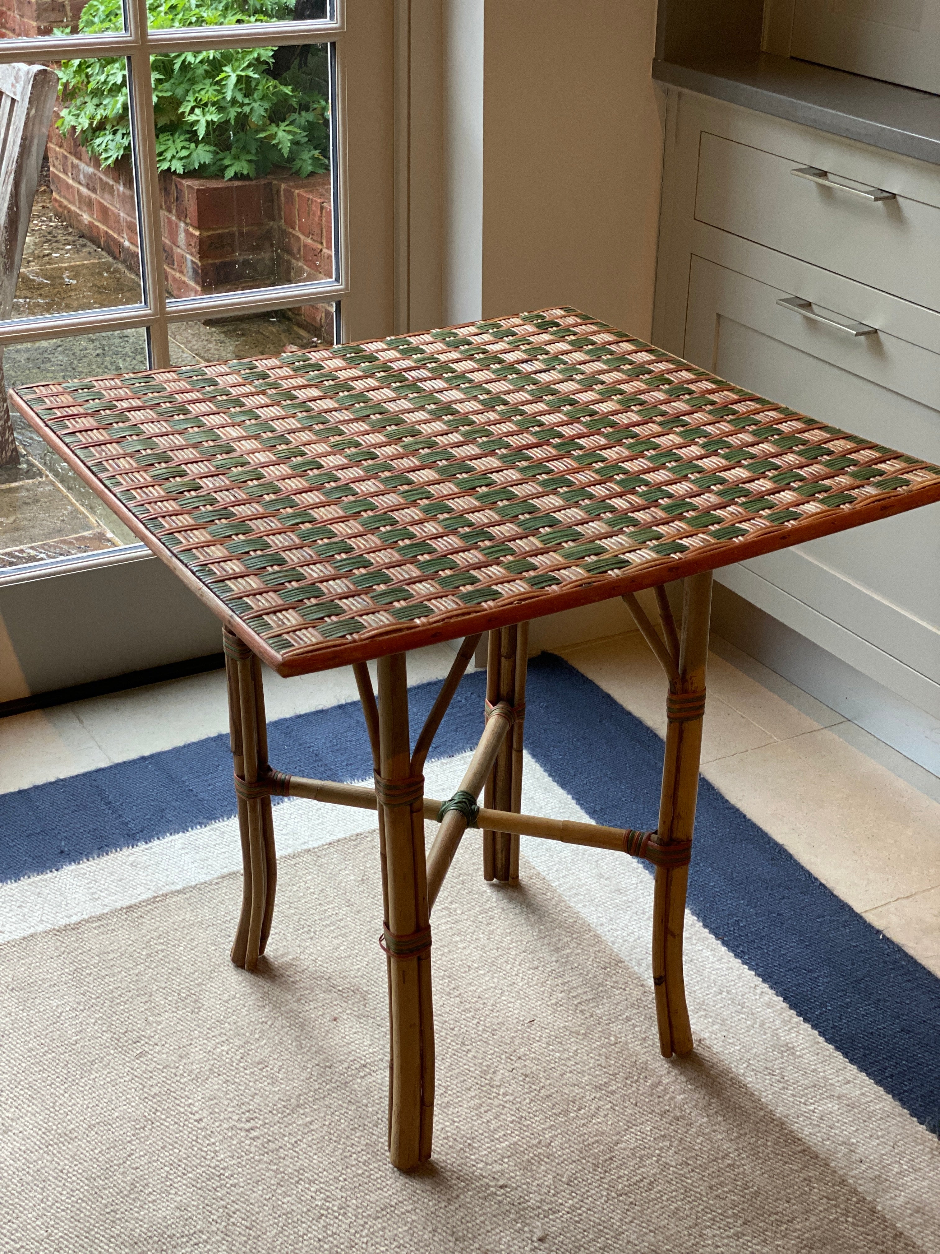 Charming Vintage French Split Cane Conservatory Table