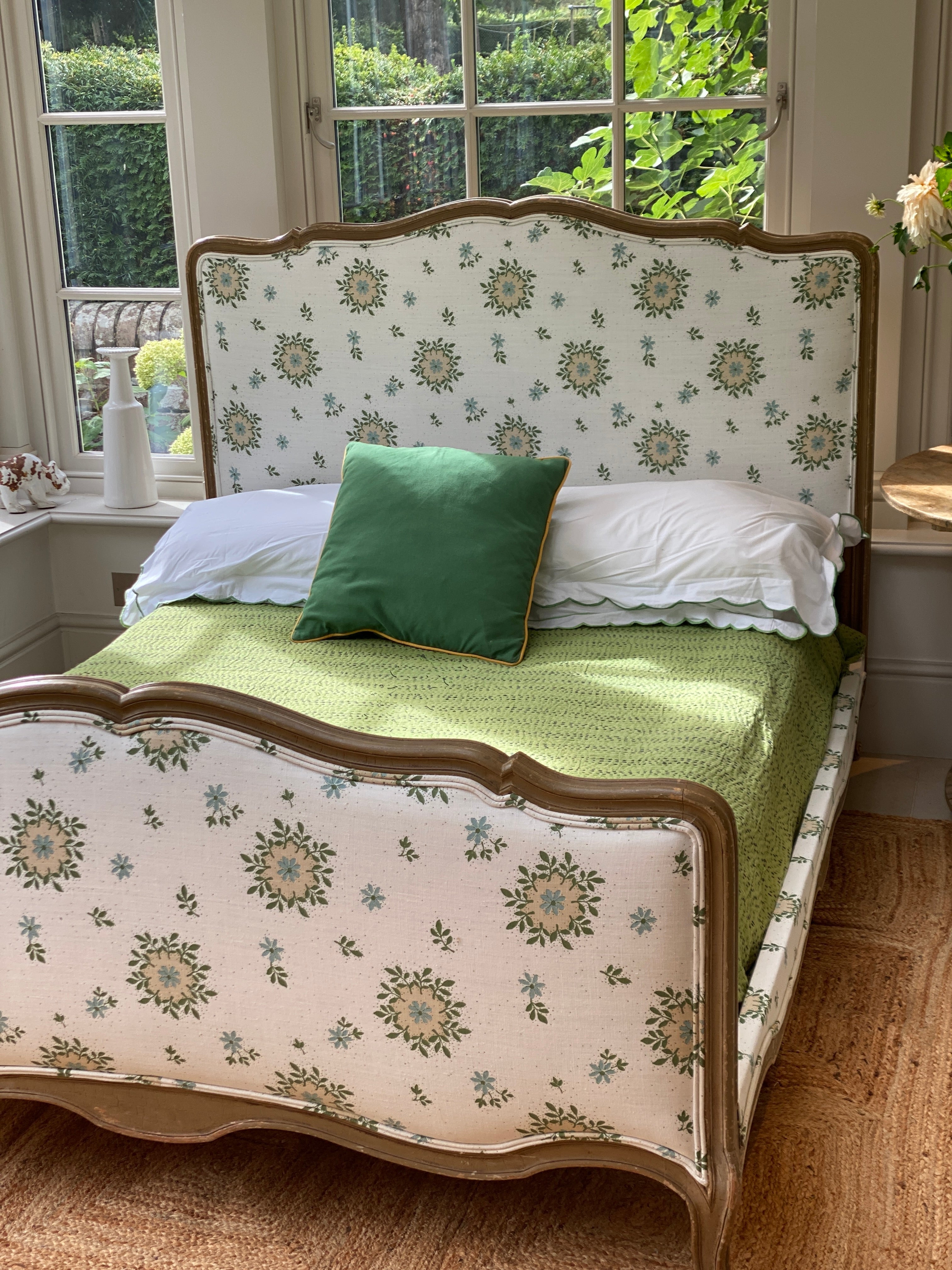 19th Century French Bed Upholstered in Leah O’Connell Odette