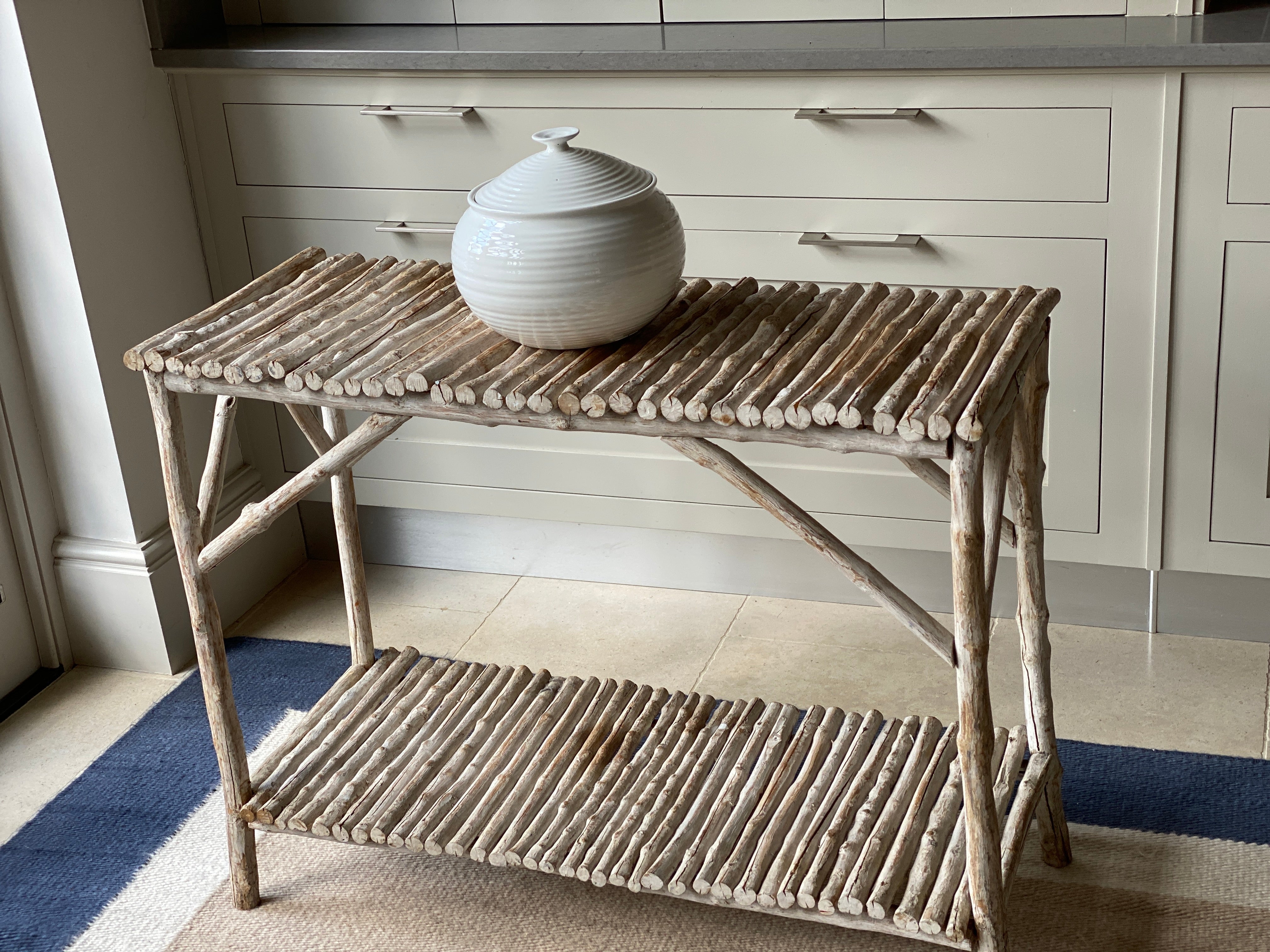 Painted Heavy Twig Console Table with Shelf