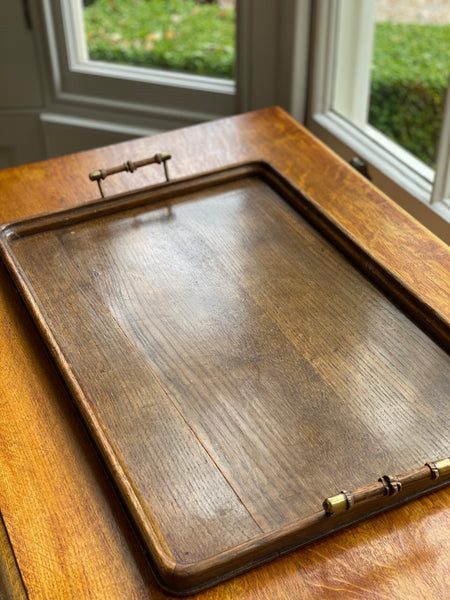 Lovely Oak Tray with Wood and Brass Handles