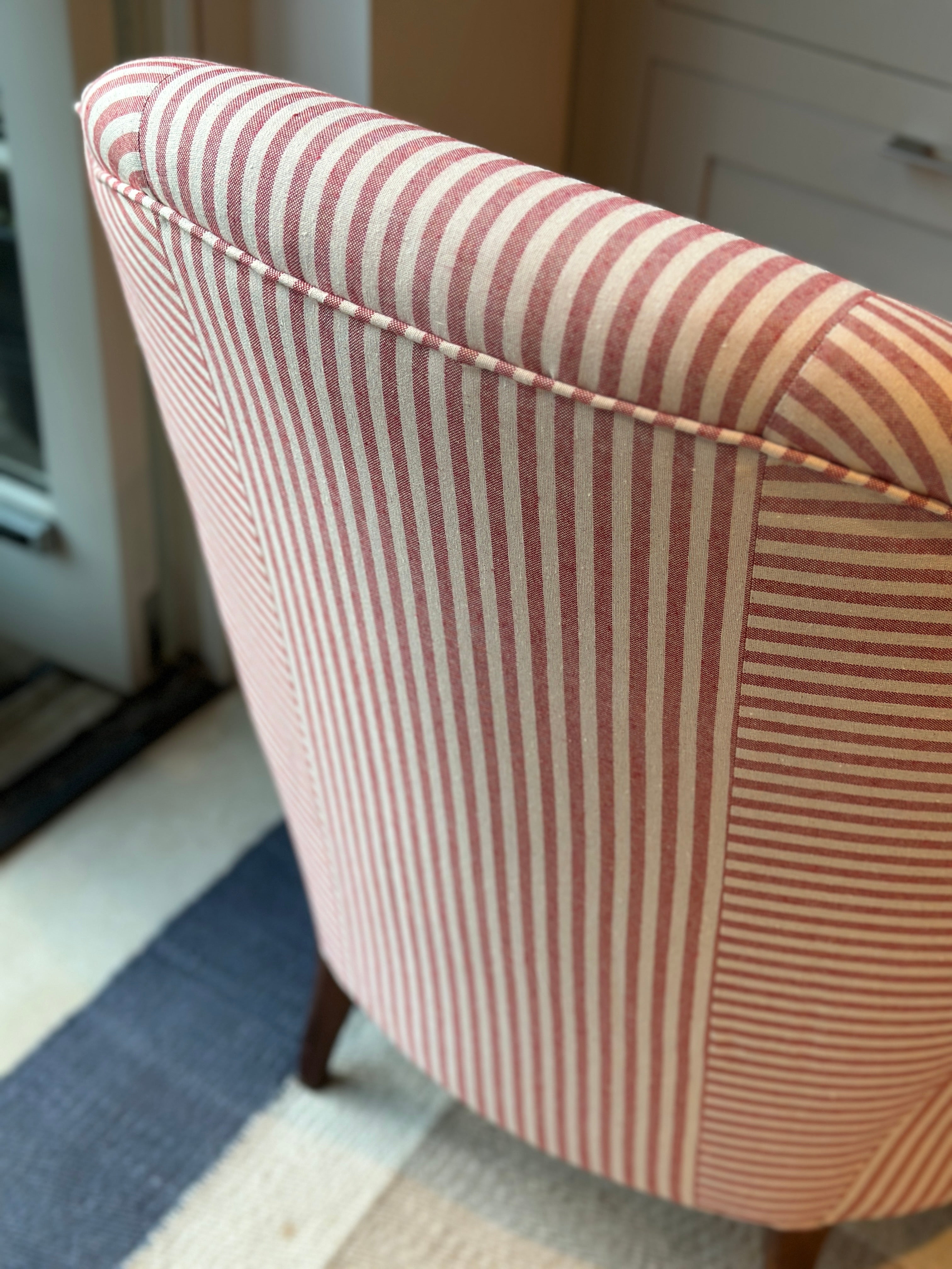 A Large Pair of Chapeau de Gendarme Chair in Red and White ticking