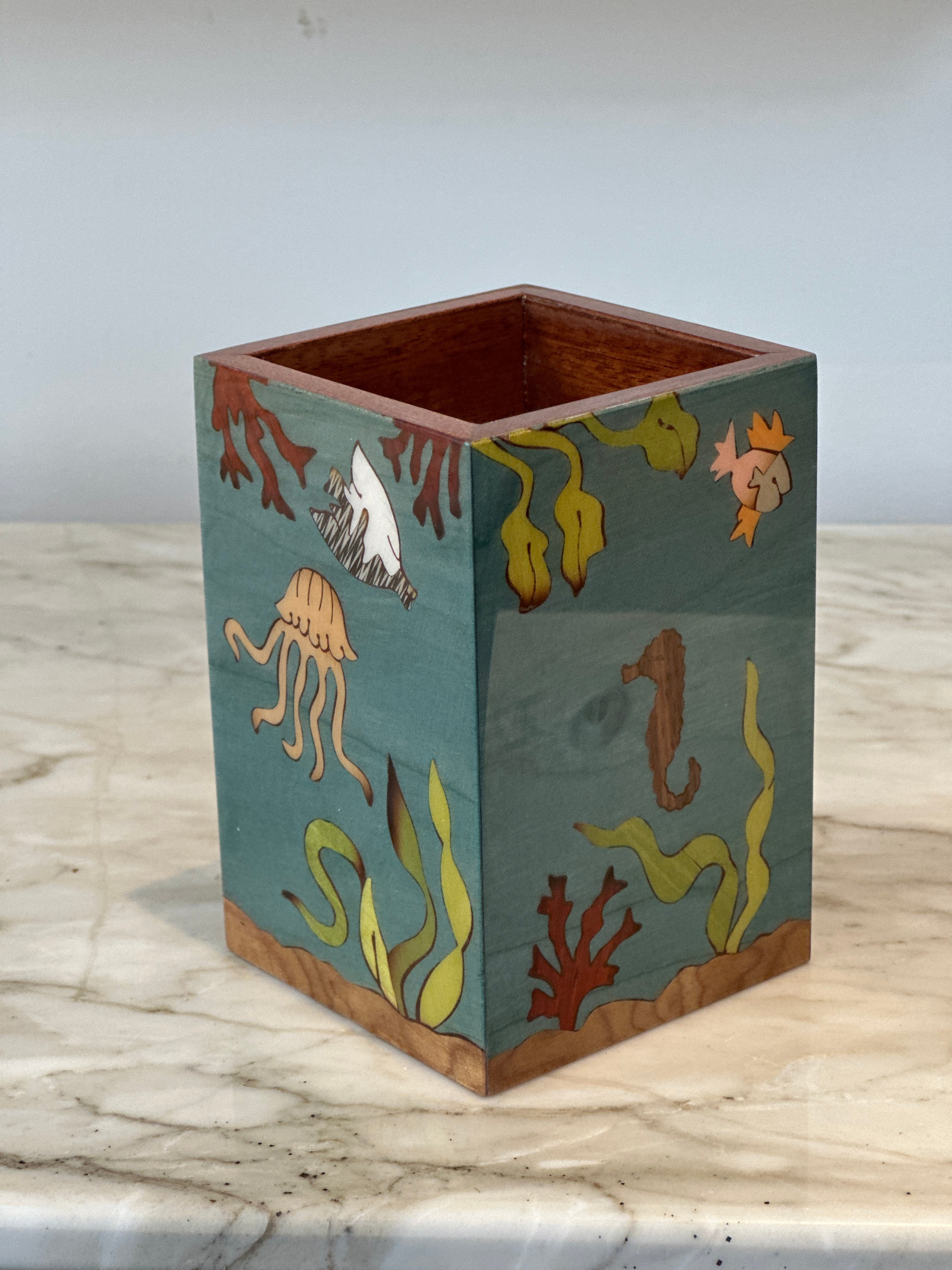 Marquetry Pen Holder - Ocean