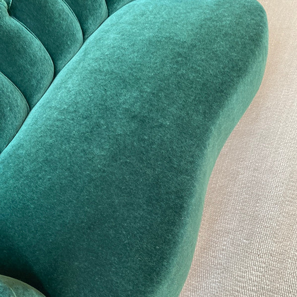SALE *Small French Buttoned Back Sofa in Rose Uniacke Mohair Velvet