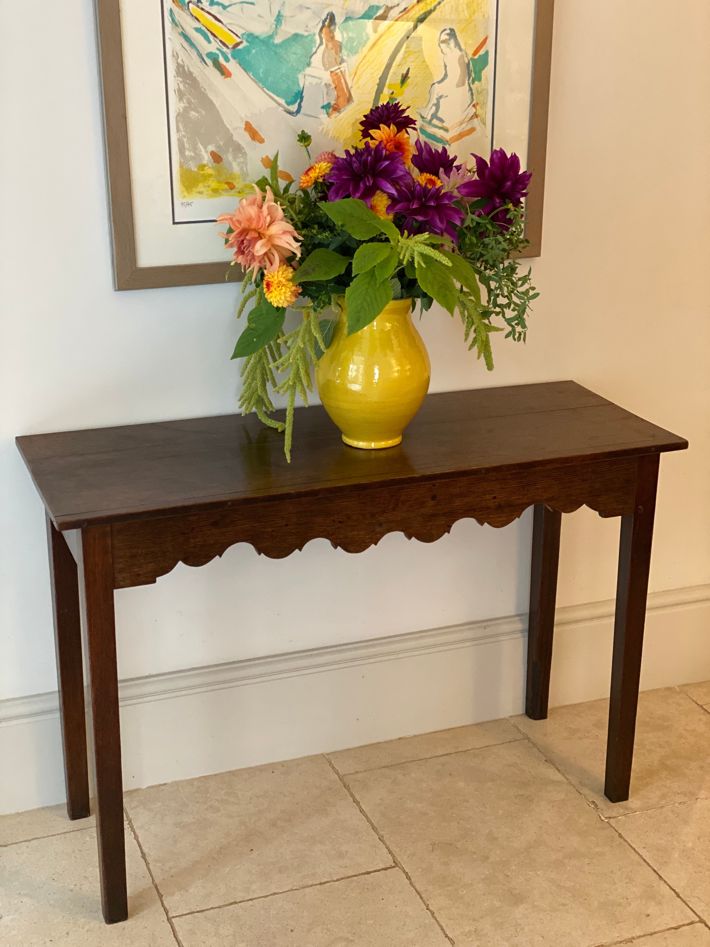 A late 19th/early 20th Century Oak console table