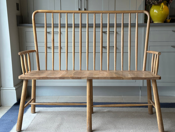 Charming Oak Spindle 3 Seat Bench
