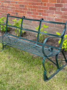 Late 19th Century Cumbrian Green Strap Bench