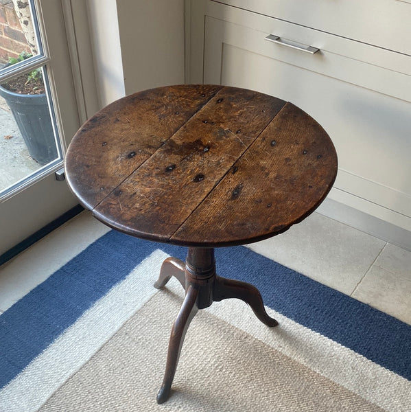 Oak Tripod Table with Historic