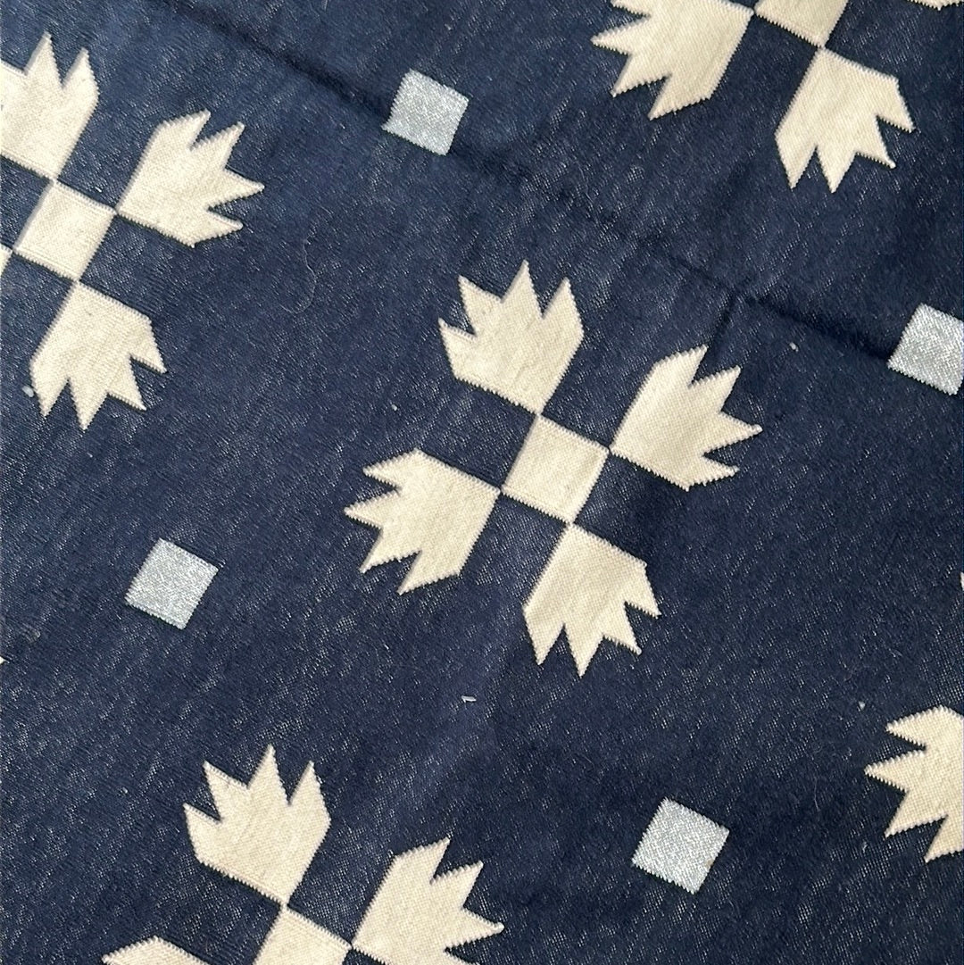 Cotton Dhurrie Rug Navy & Ivory