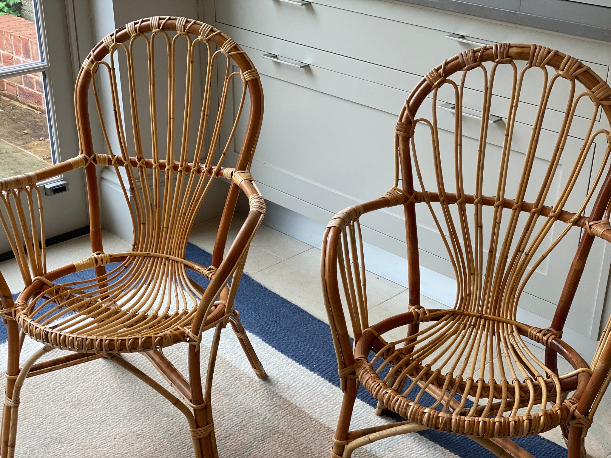 Pair of attractive vintage cane chairs