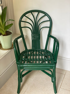 Vintage Dark Green Cane Chair
