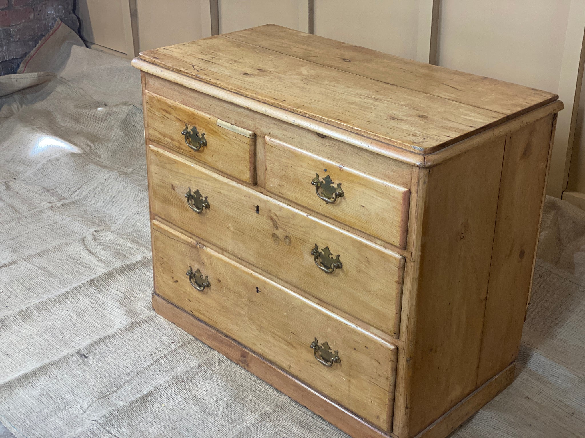 Small Antique Pitch Pine Chest of Drawers