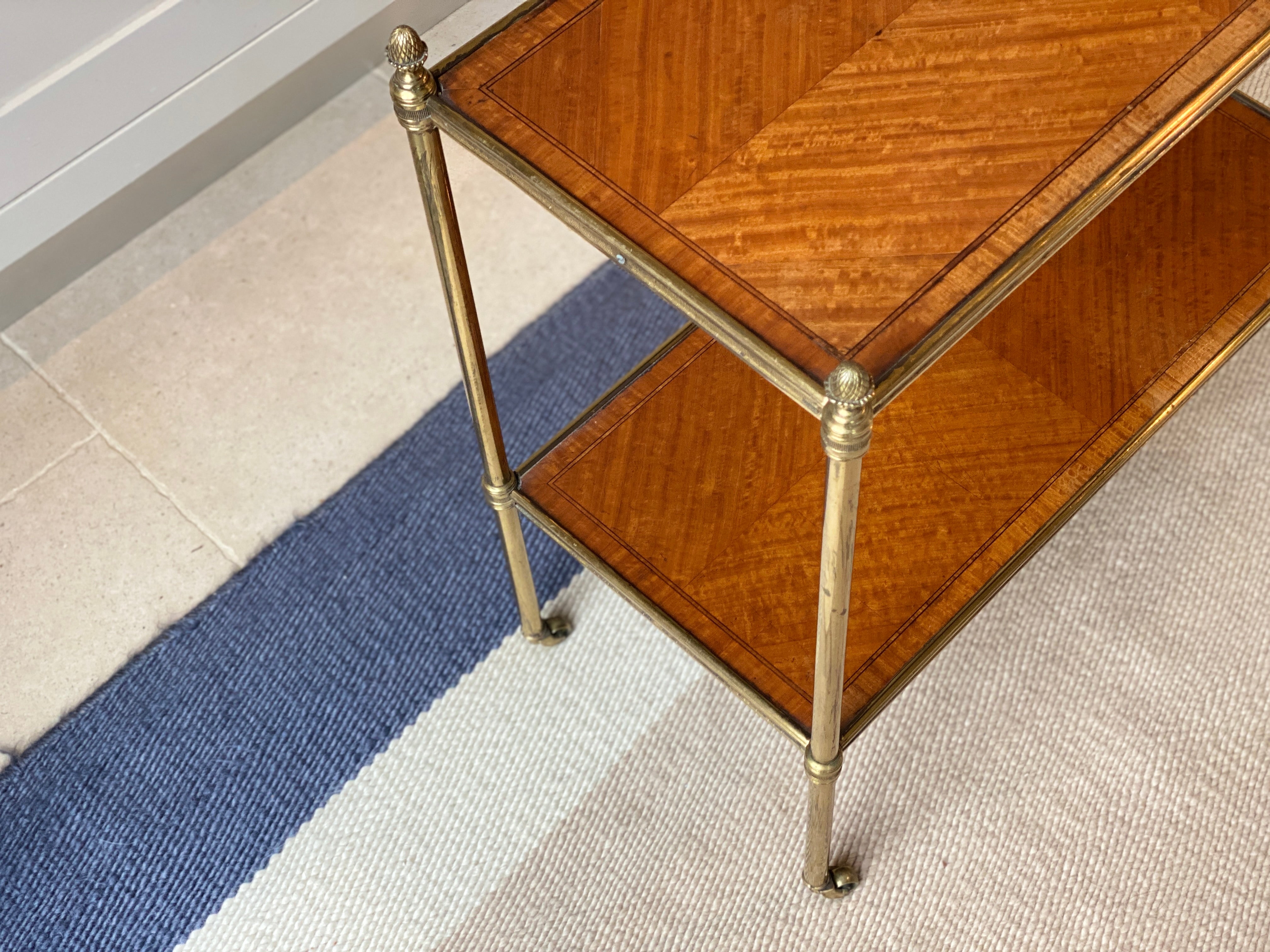 Satinwood & rosewood banded gilt brass etagere