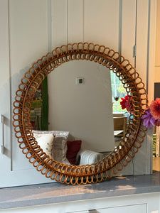 A Large Vintage Cane Italian Mirror