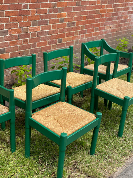 Set of 6 Green Carimate Chairs Vico Magistretti by Habitat
