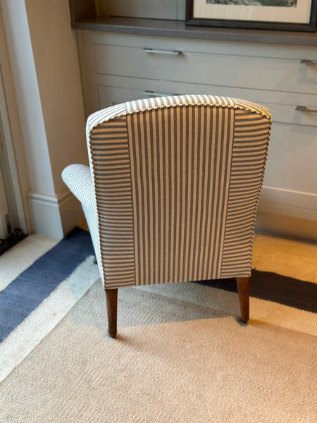 A Nap 3 Square Back Chair in Blue and White Ticking