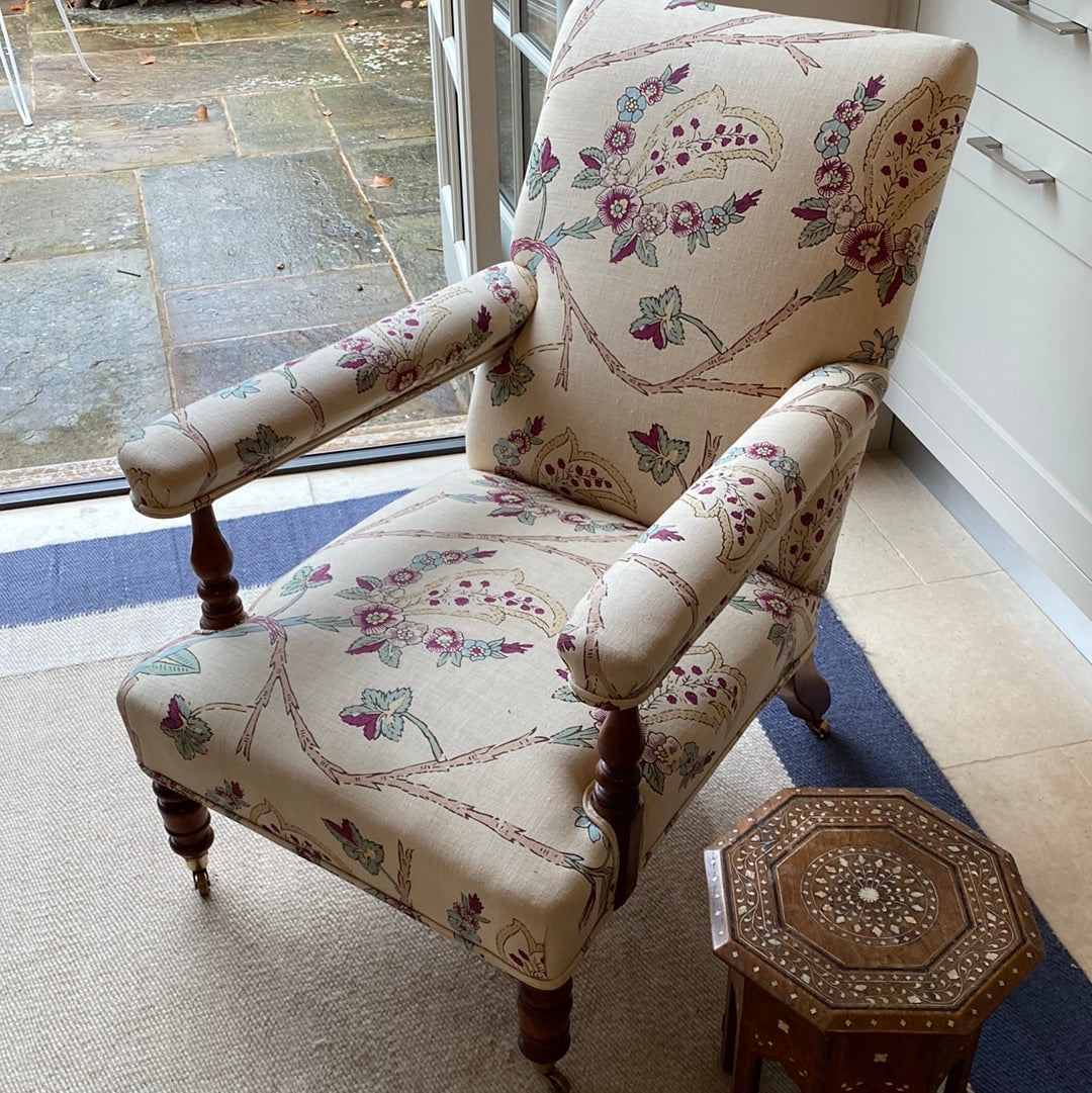 Late 19th Century Open Armchair in Robert Kime Bergama