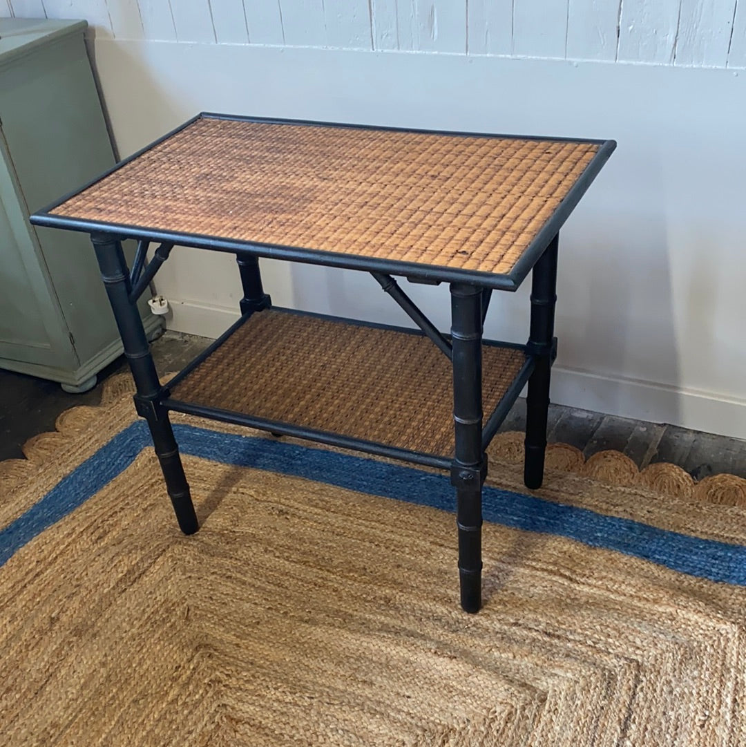 Victorian Faux Bamboo table with Ebonised Legs & Shelf