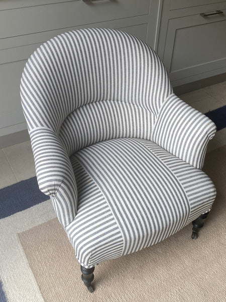 Late C19th French Chair in Black & White Ticking