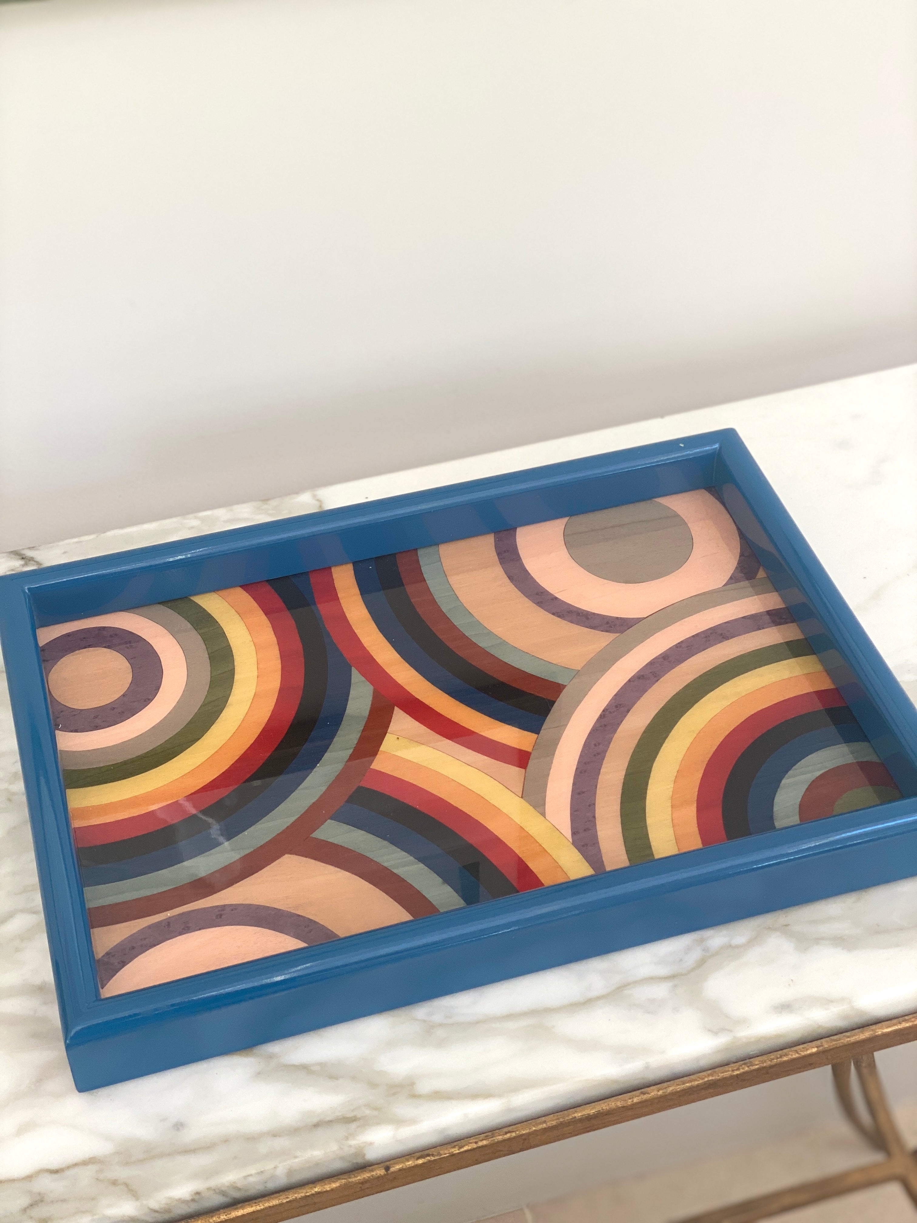 Royal Blue Handmade Marquetry Tray