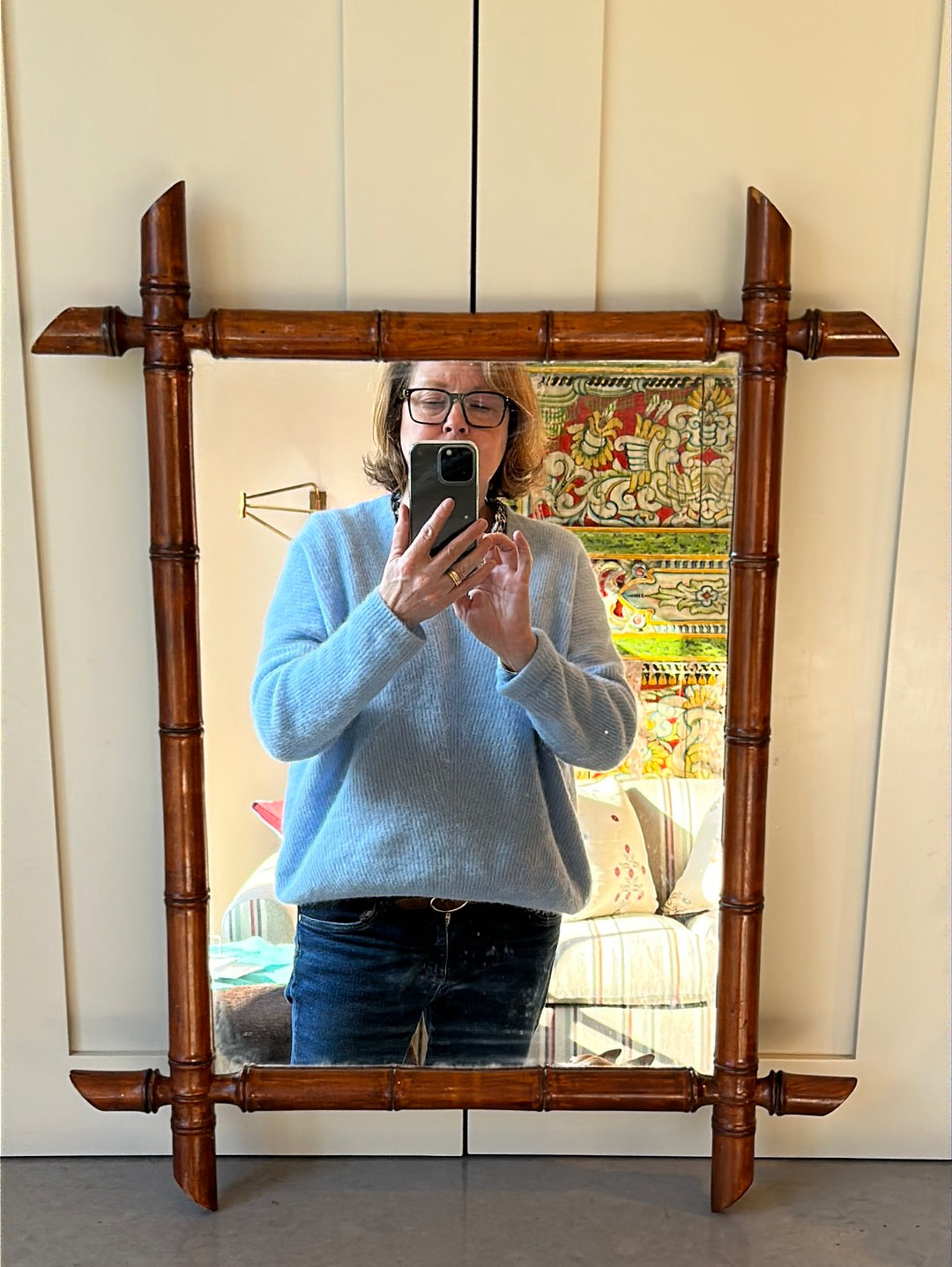 Medium Faux Bamboo Mirror (62cm by 49cm)