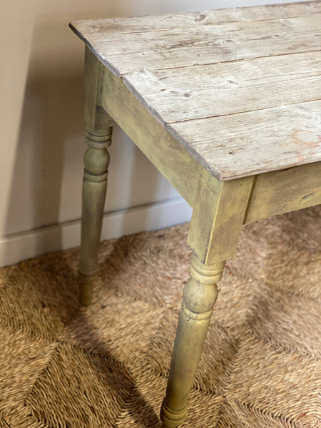 Really pretty pine table with pale green legs