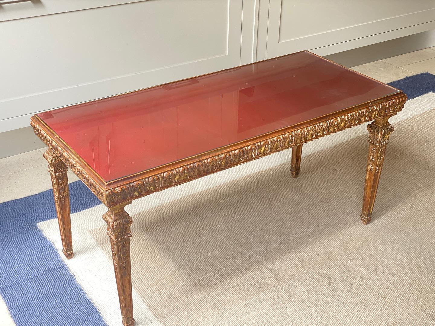 Gilt Gesso Coffee Table with Glass Top