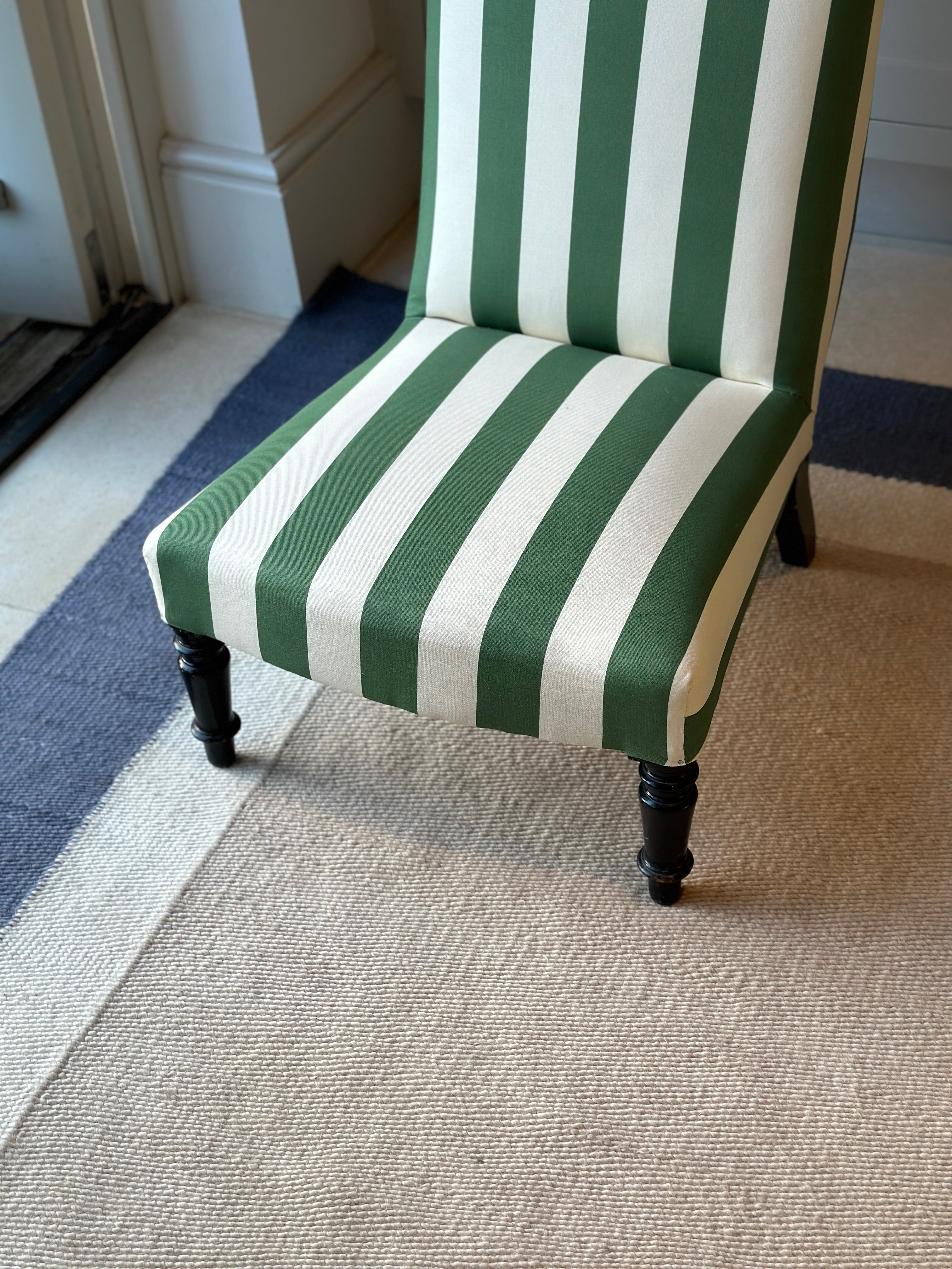 Glamourous Pair of French Scroll back Slipper Chairs