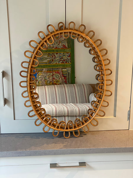 Lovely Mid-Century Cane Mirror in the manner of Albini