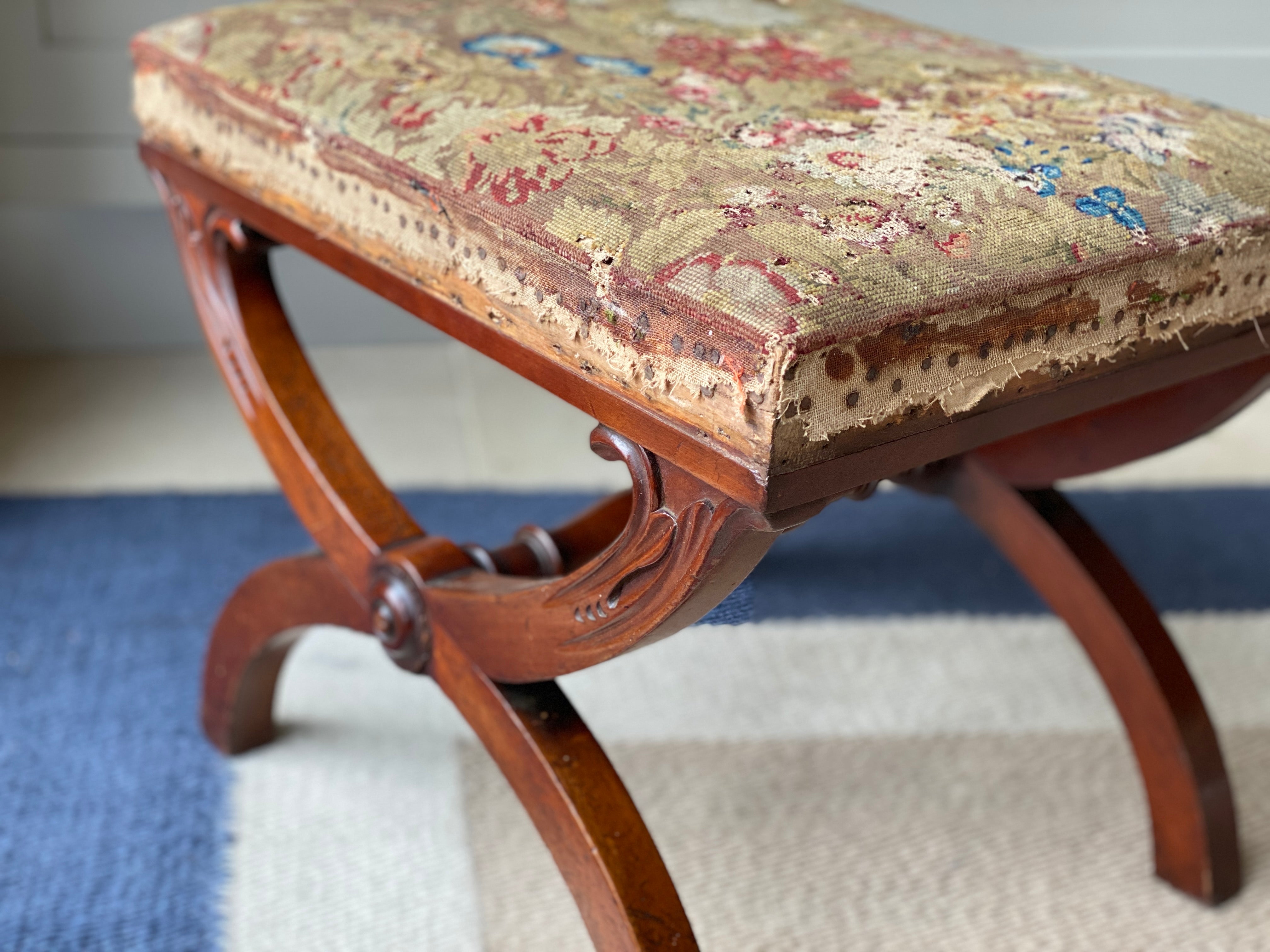 Late Regency Mahogany X-Frame Stool