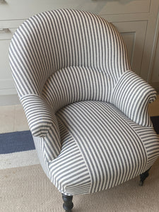 Another Late C19th French Chair in Black & White Ticking