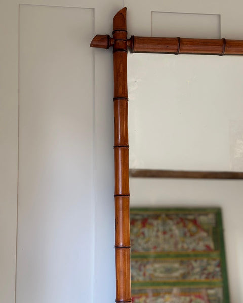 Extra Large Oak Faux Bamboo Mirror (122cm x 83cm)
