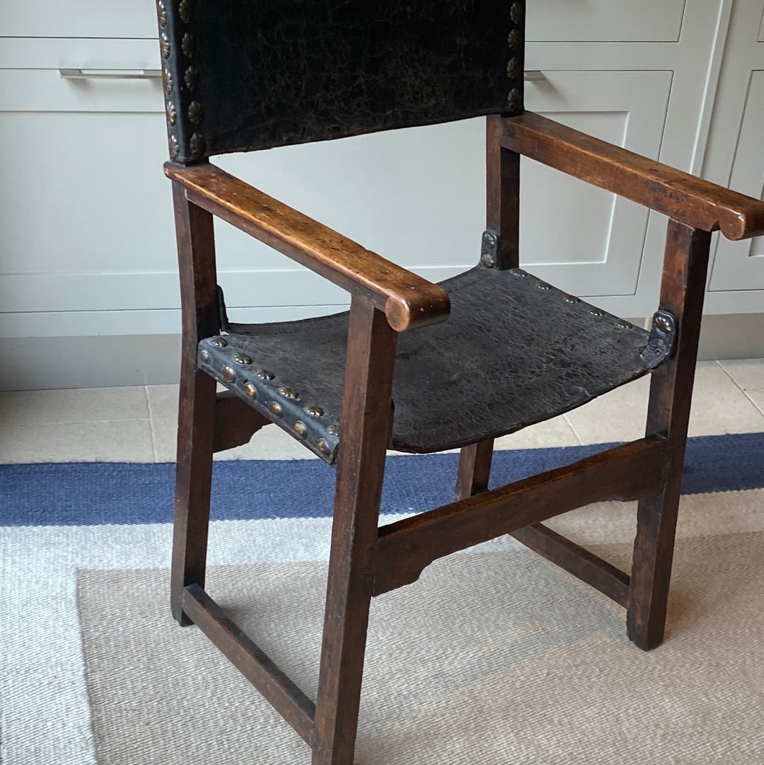 19th Century Spanish Leather Chair