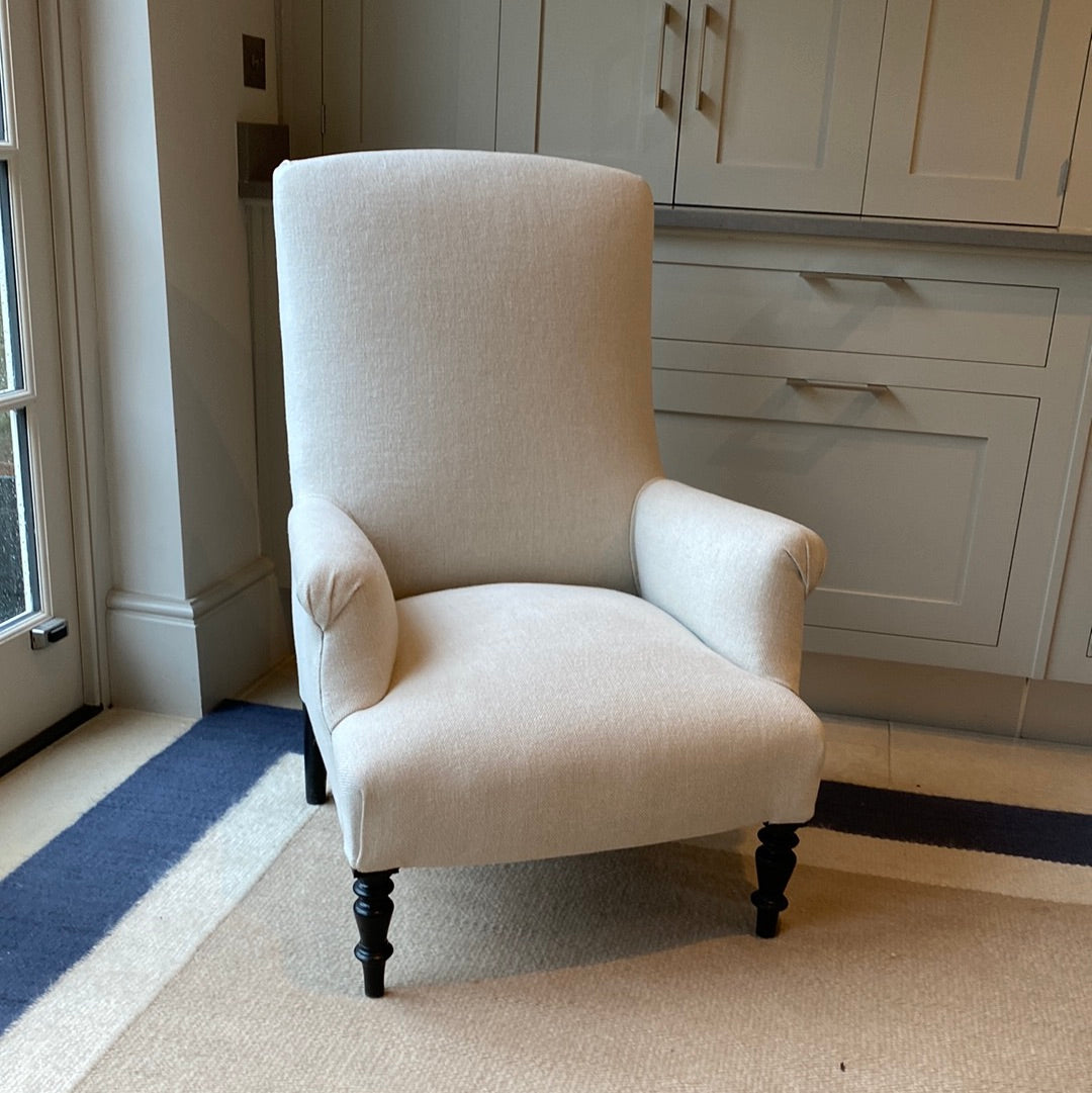 Lovely French Armchair in Rose Uniacke Mink Heavy Linen