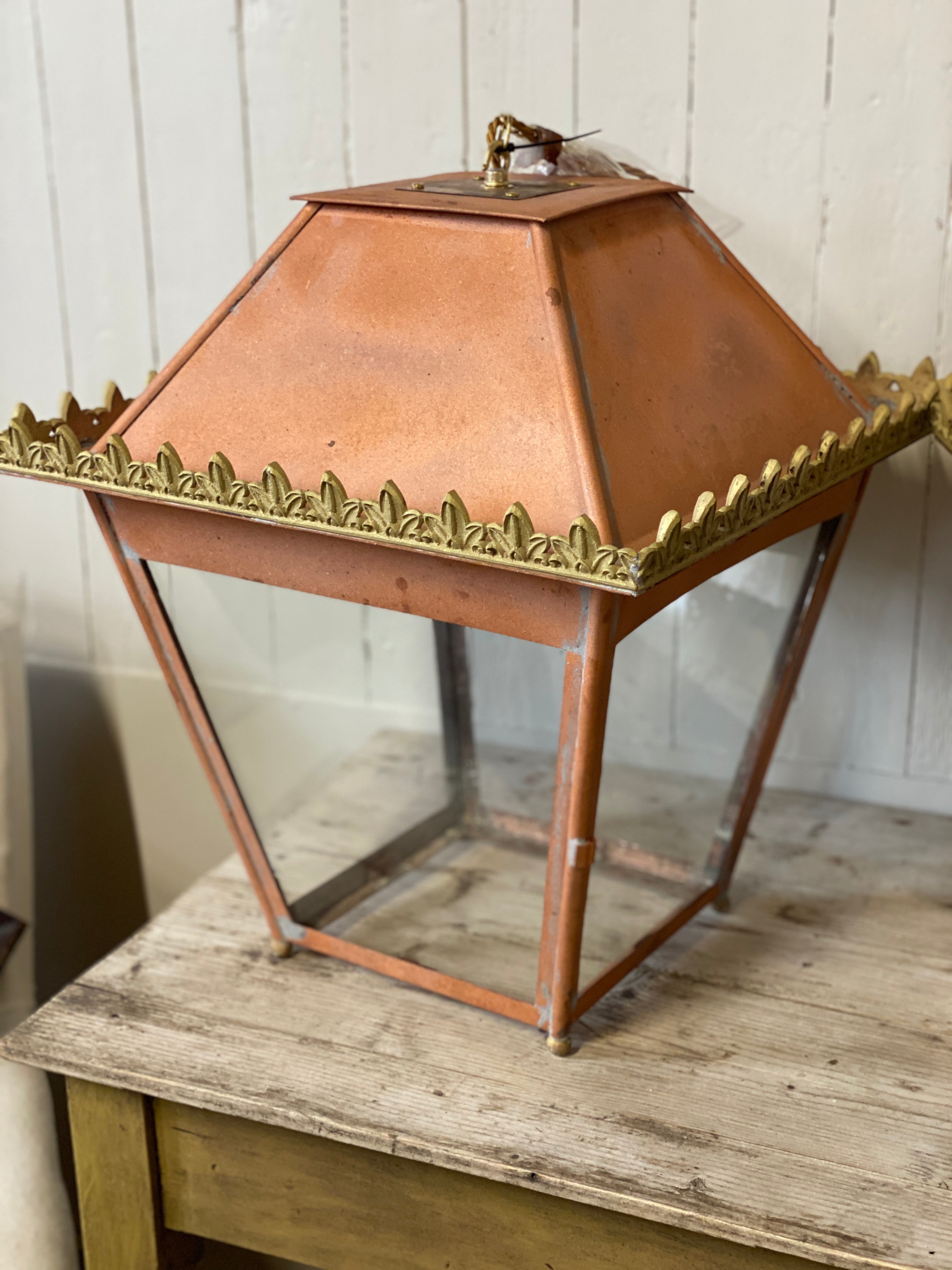 Pair of Early 20th Century Copper & Brass Lanterns