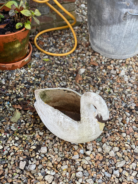 Small Vintage French Swan Planter