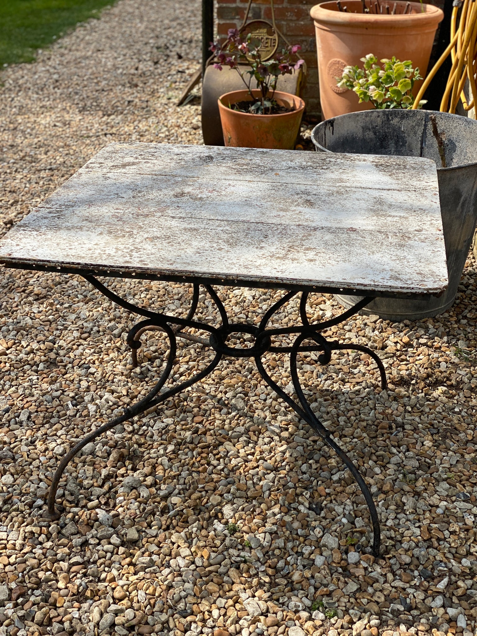 Very old vintage French garden table