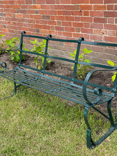 Late 19th Century Cumbrian Green Strap Bench