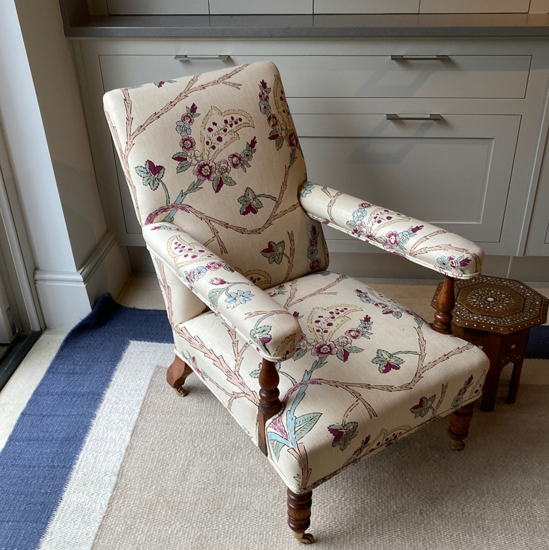 Late 19th Century Open Armchair in Robert Kime Bergama