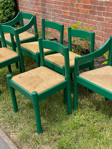 Set of 6 Green Carimate Chairs Vico Magistretti by Habitat