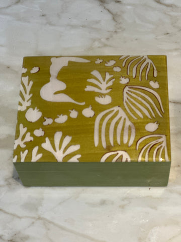 Small Marquetry Box - Seaweed Green
