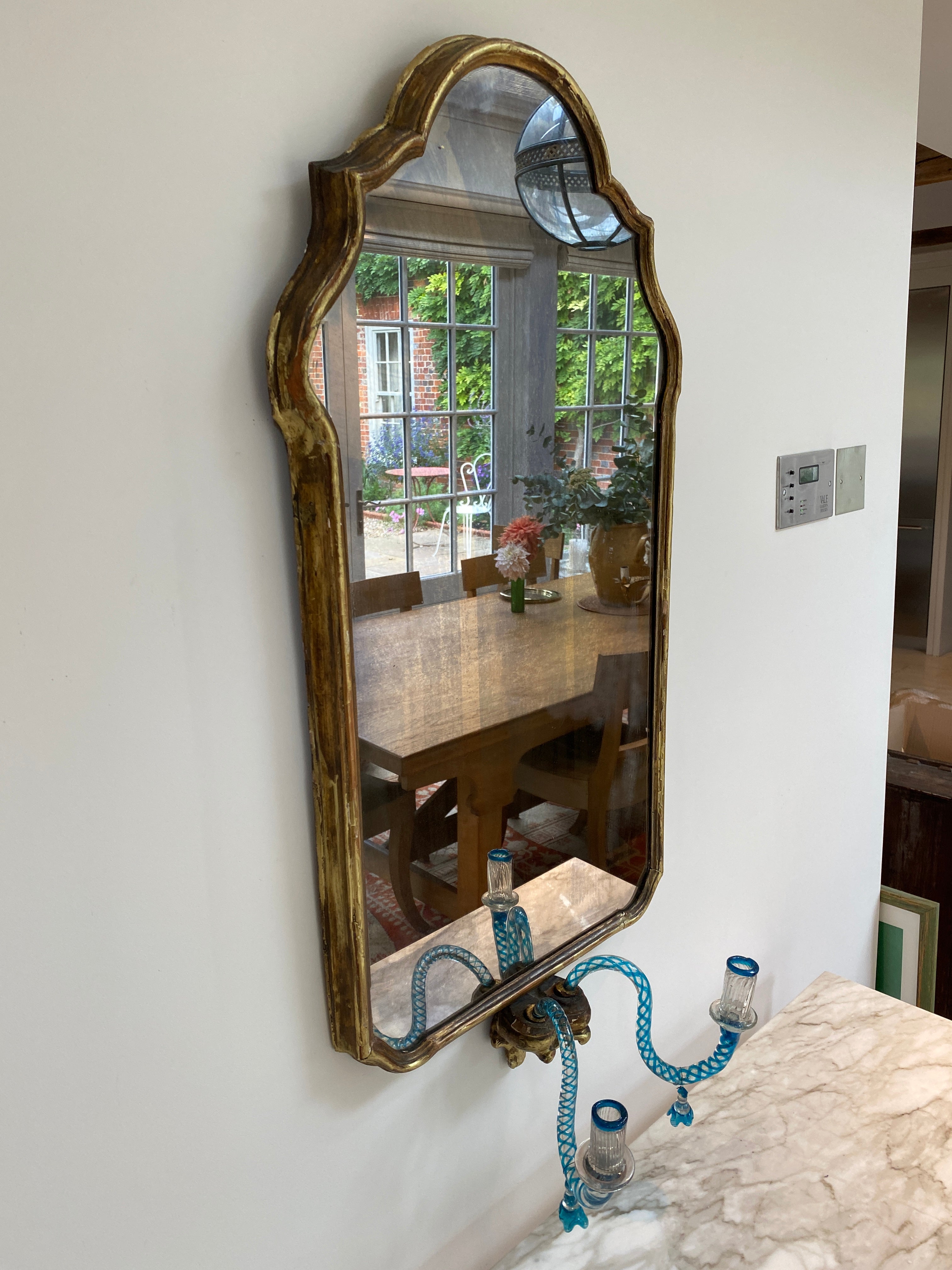 A beautiful 18th Century Venetian Gilt Mirror with Murano Candle holders