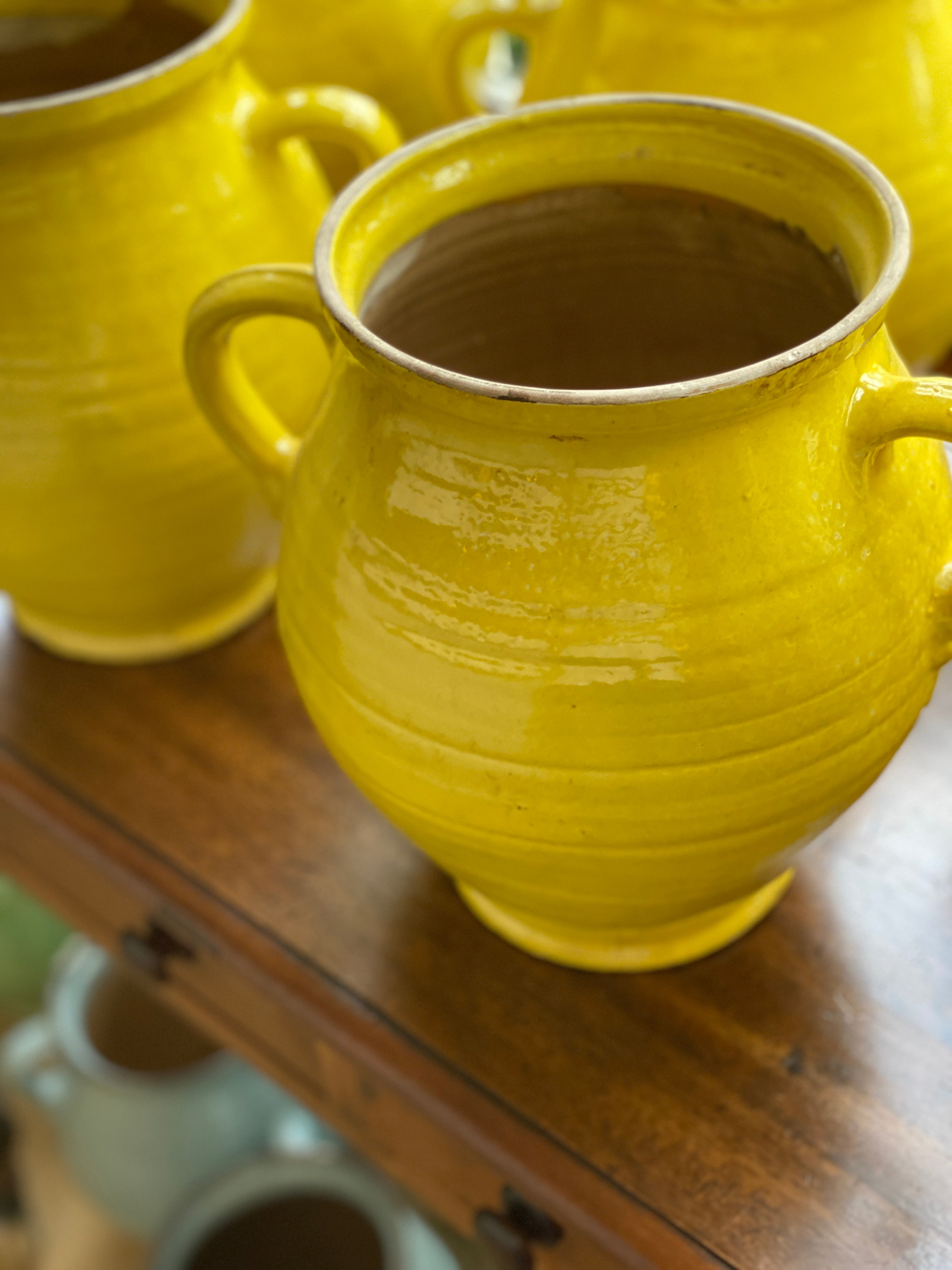 Large Vintage Hungarian Jugs/Urns in Bright Yellow