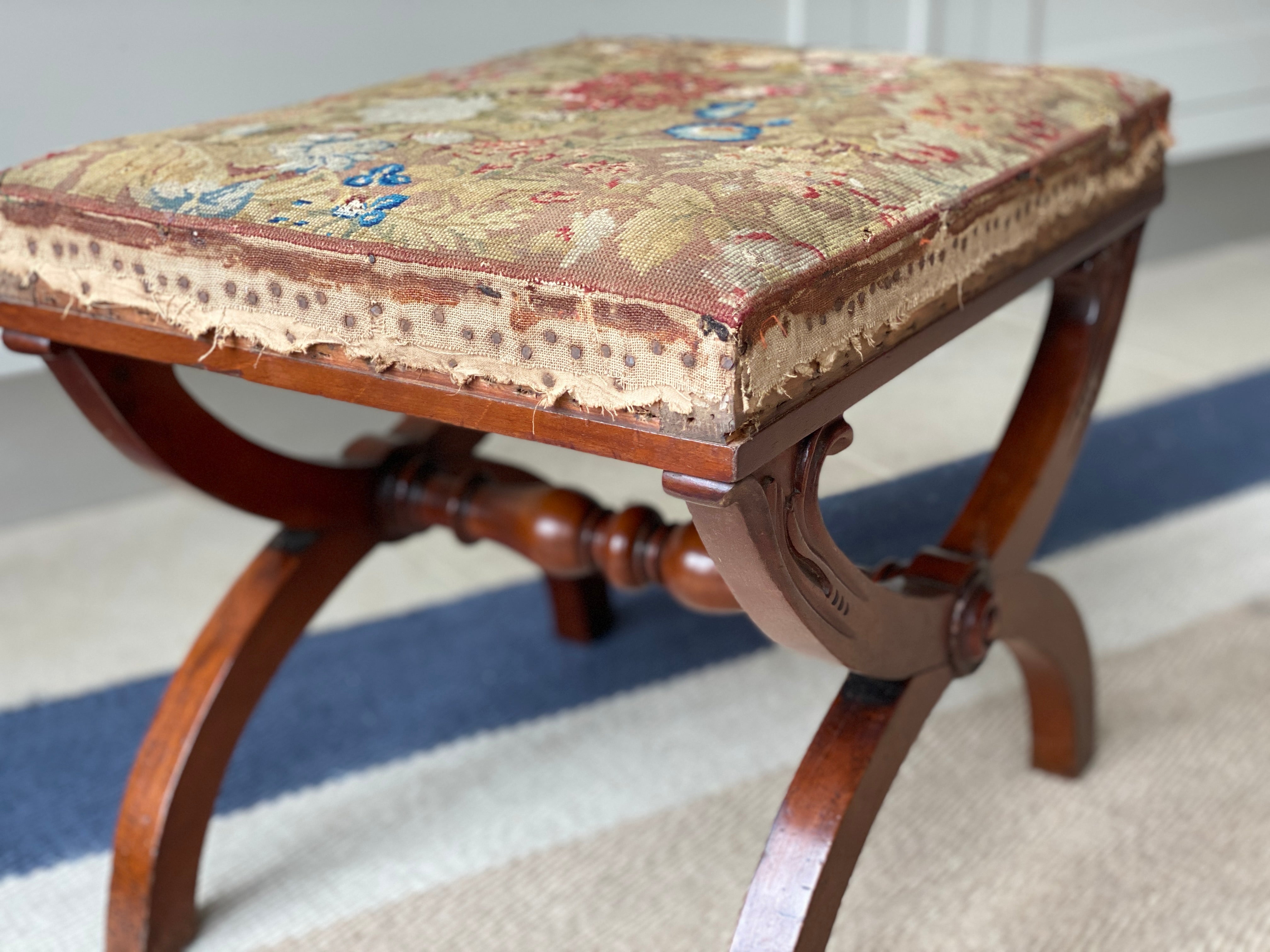 Late Regency Mahogany X-Frame Stool