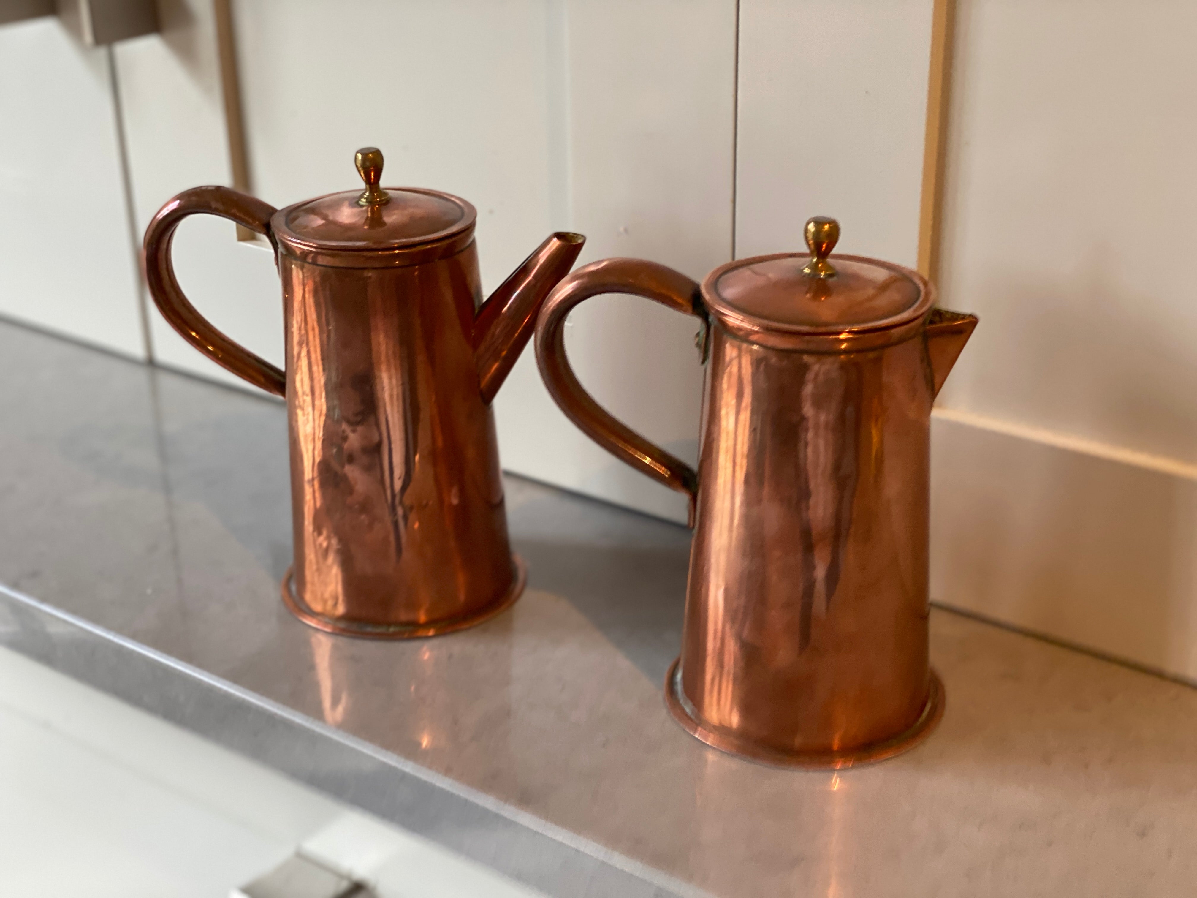 Sweet Vintage Copper Coffee & Milk Pots