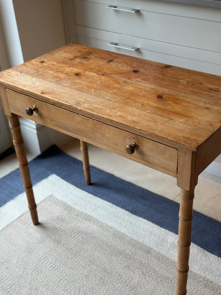 Small Pitch Pine Desk with Faux Bamboo Legs