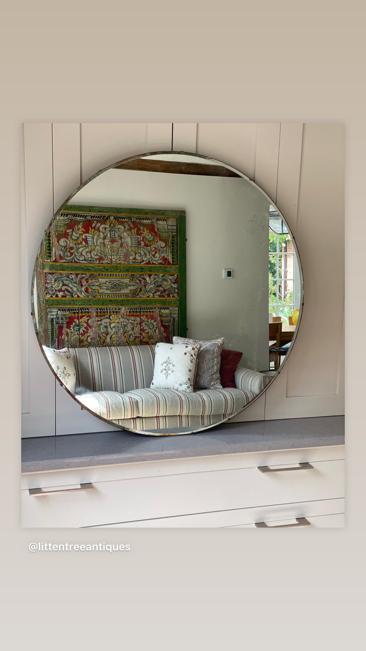 Large Vintage Circular Mirror